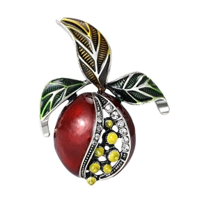 Broche Grenade en Alliage d'Émail Vintage Avec Strass Forme de Fruit Élégante Broche pour Costume de Femmes Manteau Bijoux de Mode