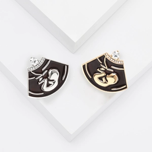 Broche Échographie Médicale Fœtale Créative en Alliage Émail Noir Incrusté de Strass Bijoux Design Embryon Cadeau pour Femmes