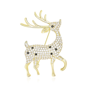 Broche Renne en Cuivre et Strass Élégante pour Femme Épingle Animale Élan Scintillante Bijoux de Noël Cadeau Ton Or