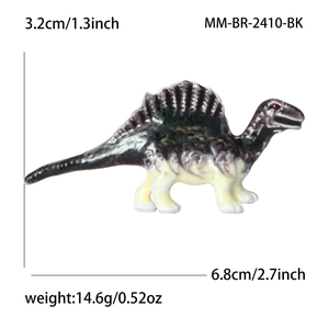 Cute Spinosaurus enamel brooch with rhinestones and black white gradient finish