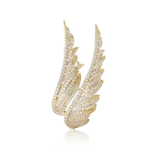 Lussuosa Spilla in Rame e Zirconia con Ali di Angelo per Uomo Donna Pin per Abito Maglione Gioielli Unisex Intarsiati in Zirconia