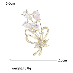 Elegant crystal bouquet brooch for women with gold plating and sparkling teardrop stones