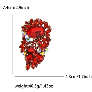 Luxuriöse Strass-Glas-Brosche für Damenanzüge mit 7,4 cm Größe und 40,5 g Gewichtdetails