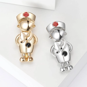 Creative Alloy Doctor Nurse Shape Brooch Medical Personnel Badge Pin For Lab Coat Jacket Accessories Jewelry Gift