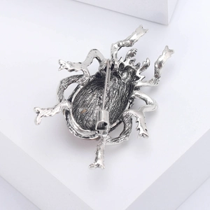 Luxurious vintage silver insect beetle brooch with textured finish and secure back pin