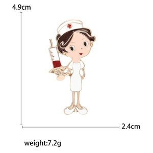 Cartoon nurse alloy brooch with dimensions 4.9cm by 2.4cm and weight 7.2g specifications
