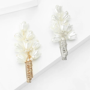 Elegant Lily of the Valley Brooch with Faux Artificial Pearl Copper Wire Handmade Flower Pin for Women Suit Coat Jewelry Gift