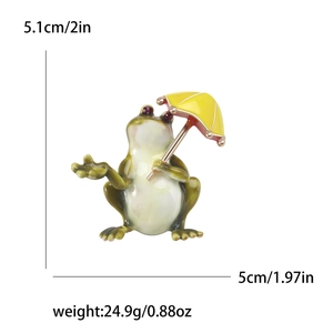 Broche grenouille en émail avec parapluie, dimensions 5,1cm x 5cm, bijou pour femme