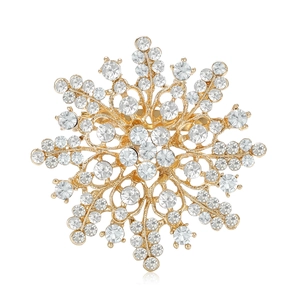 Exquisite Alloy Rhinestone Snowflake Brooch For Women Luxury Winter Christmas Jewelry Pin For Suits Coats Dresses Gift