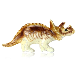 Broche en Alliage Mignon Dinosaure Tricératops Émail Goutte d'Huile Pince à Écharpe Animal pour Femmes Accessoires de Costume