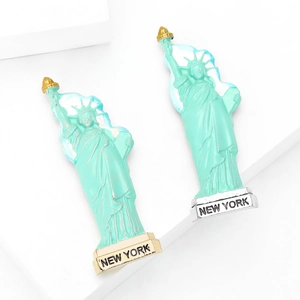 Broches Statue de la Liberté vert menthe avec socles New York dorés et argentés
