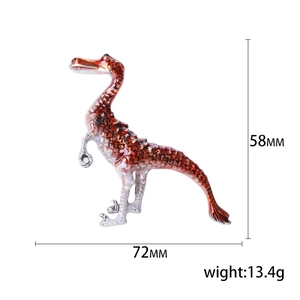 Personalized Alloy Enamel Dinosaur Brooch Individual T-Rex Animal Rhinestone Lapel Pin For Women Teens Fashion Jewelry Gift
