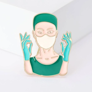 Mode Alliage Émail Docteur Broche Vert Chirurgien Médical Revers Pin Infirmière Personnel Hospitalier Cadeau Pour Docteur Infirmière Accessoire