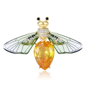 Exquisite Copper Micro-Inlaid Zirconia Bee Brooch Fashion Bionic Insect Shape Breastpin Jewelry For Women Banquet Accessories