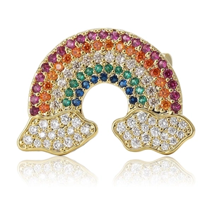 Copper Zirconia Rainbow Cloud Brooch For Women High Grade Delicate Colorful Lapel Pin Fashion Jewelry Accessory Gift