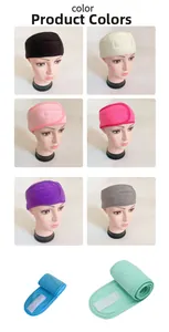 Selection of colorful spa headbands with velcro closures for facial makeup and yoga