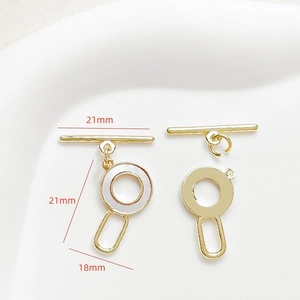 Detailed view of 18k gold plated OT toggle clasp with dimensions for DIY jewelry making