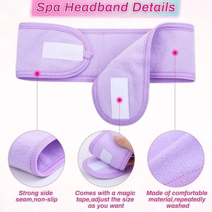 Adjustable purple SPA headband with magic tape and soft microfiber texture for yoga