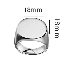 Chevalière minimaliste en acier inoxydable avec plateau rond de 18 mm pour gravure personnalisée