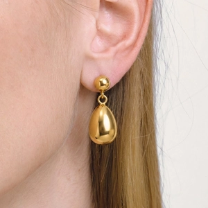 Teardrop Stud Earrings For Women 304 Stainless Steel PVD Gold Plated Polished Mirror Finish Waterproof Minimalist Jewelry