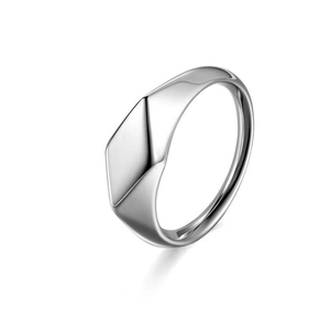 Bague moderne minimaliste pour homme en acier inoxydable avec surface géométrique plate