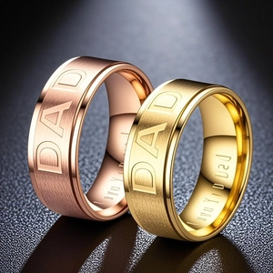 Titanstahl DAD Buchstabe Ring Für Herren Edelstahl Graviert Love You Dad Innenring Vatertag Geschenk Mode Schmuck Fingerring