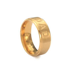 Vergoldeter Edelstahlring DAD mit Love You Gravur für Herren, minimalistisches Design.