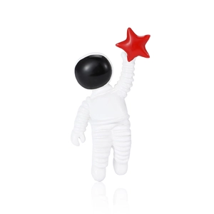 Cute enamel astronaut brooch pin for clothes featuring a tiny red five-pointed star