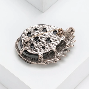Retro peacock brooch in antique silver finish with natural abalone shell inlay