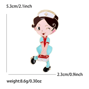 Broche infirmière en émail de style dessin animé pour personnel médical, 5,3 cm