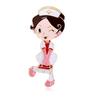 Broche en Émail d'Alliage d'Infirmière de Dessin Animé Créatif Personnalisée Personnel Médical Forme d'Infirmière Badge Accessoire Cadeau