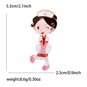 Broche infirmière en émail pour personnel médical, dimensions de 5,3 cm x 2,3 cm