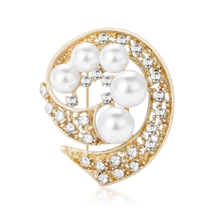Elegante Broche en Espiral de Aleación Con Strass y Perlas Artificiales de Imitación Para Mujer Moda Oficina Joyería Oro Plata Accesorios Ropa
