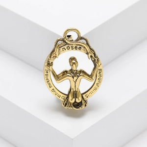 Vintage Punk Alloy Rhinestone Skull Mirror Brooch For Women Men Hip Hop Skeleton Pendant Necklace Jewelry Gift