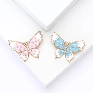 Ensemble de broches papillon dorées avec émail dégradé et strass brillants pour femmes