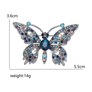 Funkelnde Schmetterling Brosche mit bunten Strasssteinen, 5,5 cm breit, modisches Design