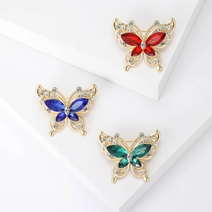 Elegant Alloy Butterfly Brooch Pin For Women Gold Plated Hollow Out Rhinestone Insect Brooches Dress Accessories Jewelry Gift