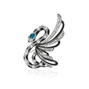 Elegant Swan Brooch Pin Alloy Rhinestone Enamel Animal Shape Breastpin For Women Wedding Party Jewelry Accessory