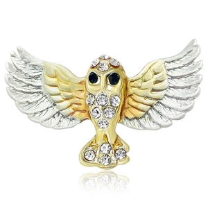 Vintage Owl Brooch Pin Alloy Rhinestone Inlaid Gold Silver Animal Bird Badge Fashion Jewelry Accessory For Women Gift