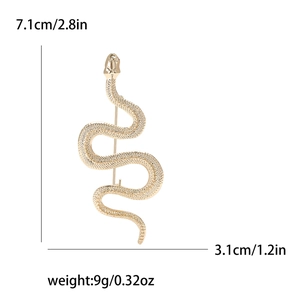 Fashionable gold enamel snake brooch for women with detailed scale texture and 7.1cm length