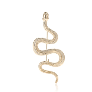 Elegant gold vintage snake brooch with detailed scale texture for suits and shirts