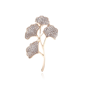 Eleganter Ginkgoblatt Brosche Für Damen Legierung Strass Künstliche Perle Anstecknadel Zubehör Für Party Hochzeit Büro Kleid Deko