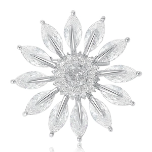 Exquisite copper zircon daisy flower brooch pin for women summer fashion accessory