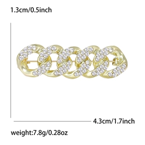 Luxurious gold chain brooch with sparkling white rhinestones for men and women