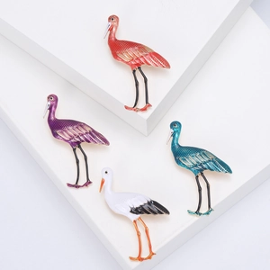 Broche Grue en Alliage Émail de Style Chinois Vintage pour Femmes Épingle à Revers Oiseau Élégante Accessoire Cheongsam