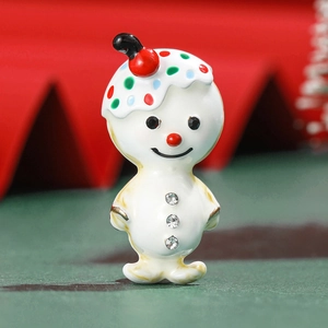 Mignonne Broche de Bonhomme de Neige de Dessin Animé de Noël en Alliage Émail Goutte d'Huile Blanc Bébé de Neige Broche avec Strass pour Accessoires de Vêtement Cadeau