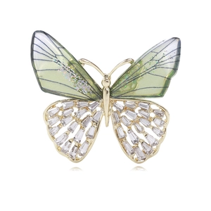 Elegant Alloy Rhinestone Butterfly Brooch For Women Gradient Wing Fashion Jewelry Coat Suit Accessory Banquet Gift