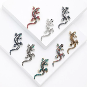 Vintage Alloy Rhinestone Gecko Lizard Brooch For Women Animal Shape Trend Personalized Fashion Jewelry Suit Accessory Pin