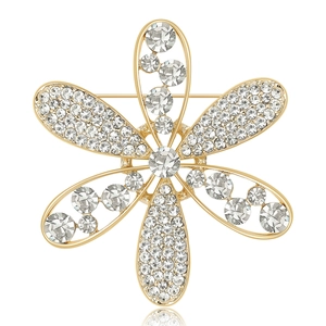 Élégante Broche Fleur en Alliage Strass pour Femmes Étincelante Épingle de Poitrine Florale en Cristal Accessoires de Vêtements Bijoux