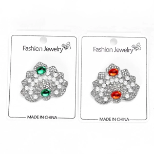 Détails de broches vintage en forme d'éventail avec perles et pierres précieuses colorées